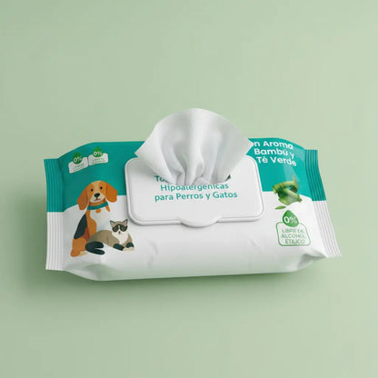 Toallas Humedas Bambu Limpieza Mascota Perro Gato 50und Bambu