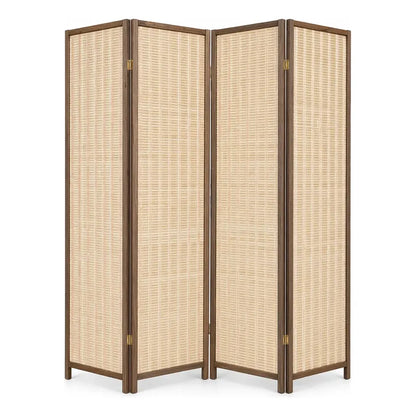 Vitrineon Biombo Compacto Resistente Diseño Contemporaneo Bi Biombo Tela Trenzada Panel Plegables Decoración Interior Elegante Divisor Ambientes Estilo Contemporáneo Funcional Hogar Beige