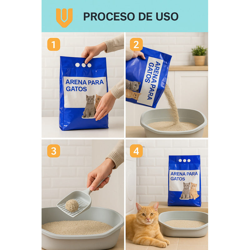Arena Gatos Premium 5kg Lavanda Bajo Polvo Larga Duración Ef