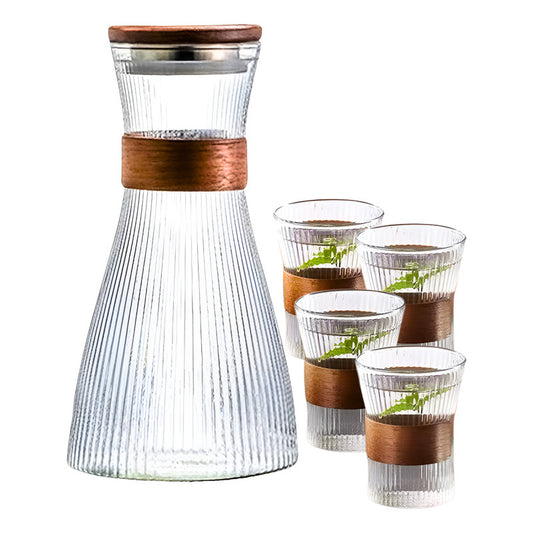 Jarra De Jugo Jarras De Vidrio + 4 Vasos Vidrio Jarra Agua