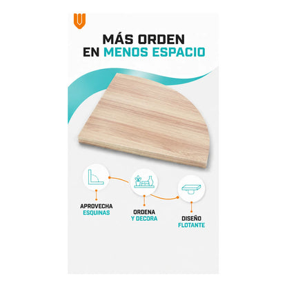 Repisas Flotante Beige Acabado Madera Pared 25cm Esquinera Repisa Esquinera Flotante Acabado Madera Cuarto Círculo Borde Curvo Fijación Oculta Mural Decorativa 25cm
