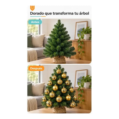 40 Esferas Navidad Adorno Bolas Decorativas Dorado 6cm Esferas Navideñas Clásicas Decorativas Acabados Brillantes Mate... 6 Cm Diámetro
