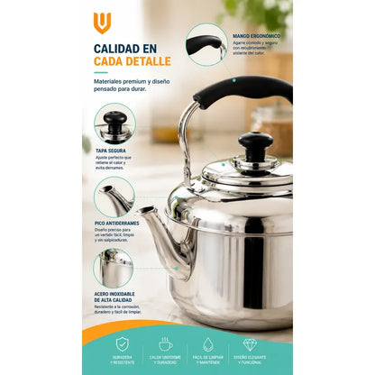 Tetera  Inoxidable Barista Vertido  Café Filtrado Hogar Plateado