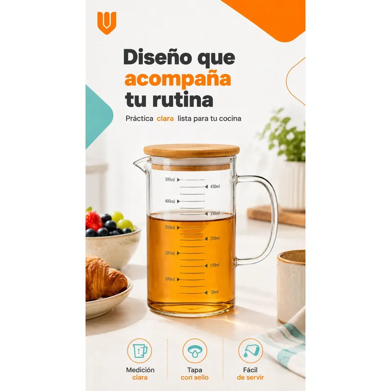 Taza Medidora Vidrio Jarra Medidora Vaso Medidor Taza 500ml Transparente/ 500ml