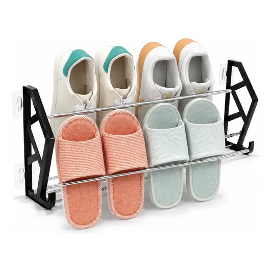 Zapatero Organizador Colgador Estante Zapatos Negro 65cm Color Negro Organizador Zapatero Colgante Pared Metal Negro Plegable Ahorro Espacio Multiuso Hogar Armario Dormitorio 65cm