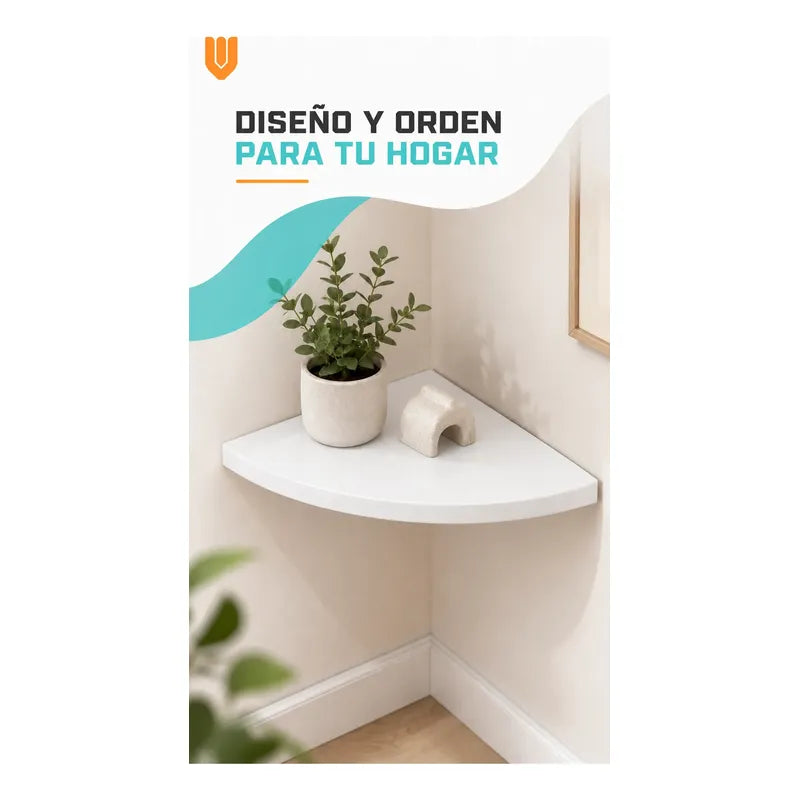 Repisas Flotante Blanco Acabado Madera Pared 25cm Esquinera Repisa Esquinera Flotante Acabado Madera Cuarto Círculo Borde Curvo Fijación Oculta Mural Decorativa 25cm
