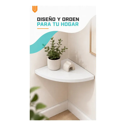 Repisas Flotante Blanco Acabado Madera Pared 25cm Esquinera Repisa Esquinera Flotante Acabado Madera Cuarto Círculo Borde Curvo Fijación Oculta Mural Decorativa 25cm