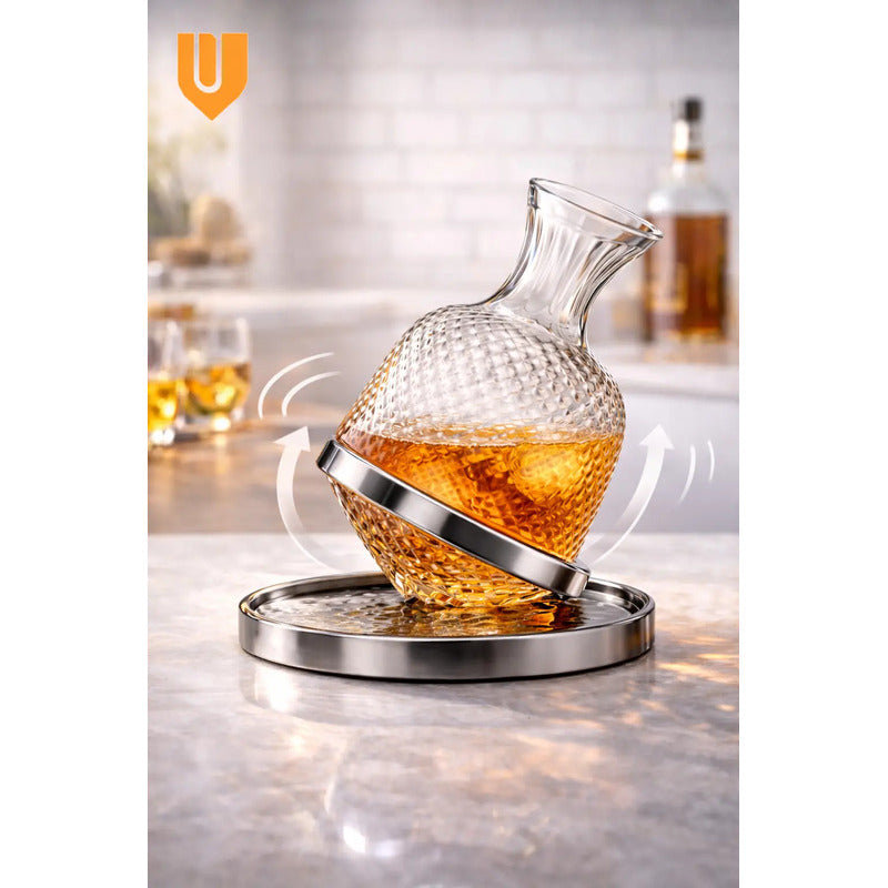 Decantador Vidrio Aireador Vinos Oxigenador Giratorio 1500ml Decantador Aireador Vino Giratorio 1500ml Vidrio Base Estable Cata Oxigenacion Tintos Elegante Mesa