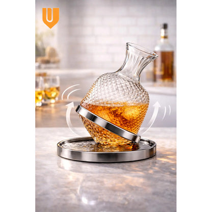 Decantador Vidrio Aireador Vinos Oxigenador Giratorio 1500ml Decantador Aireador Vino Giratorio 1500ml Vidrio Base Estable Cata Oxigenacion Tintos Elegante Mesa
