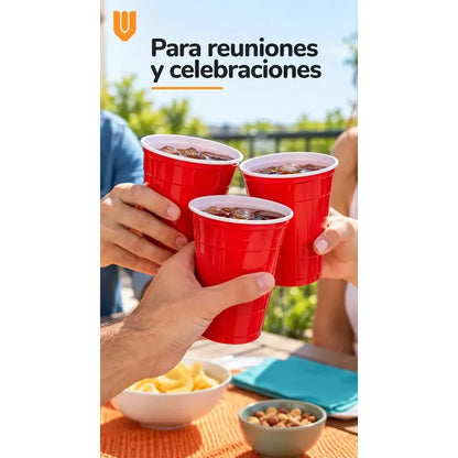 100 Vasos Desechables Plasticos Bebidas Celebracion Fiesta 4 Rojo Mediano