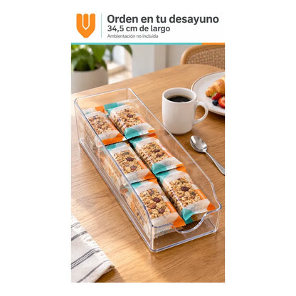 4 Organizadores Transparentes Acrílico 35cm Cocina Despensa Blanco
