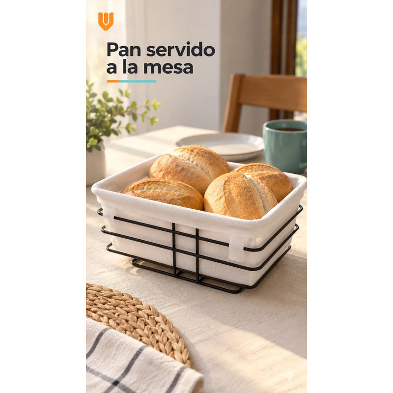 2 Paneras Rectangulares Tela Base Metal 24cm Canastos De Pan Panera Rectangular Tela Base Metálica 24 Cm Canasto Pan Cesta Presentación Mesa Desayuno Once Comedor Cocina Hogar Blanco Panera...