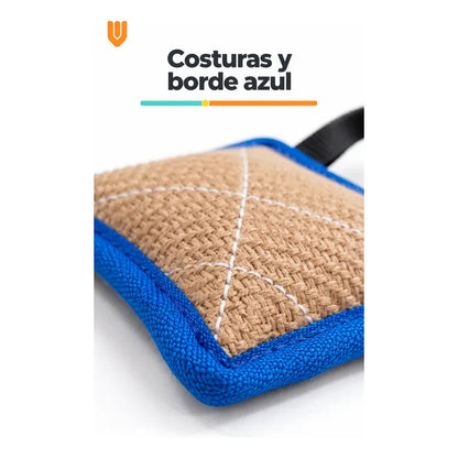 Mordedor Yute Perro Asa Juego Interactivo Adiestramiento Beige Natural Mordedor Canino Yute Asa Negra Cuerpo Compacto Rectangular Juego Interactivo Trama Visible