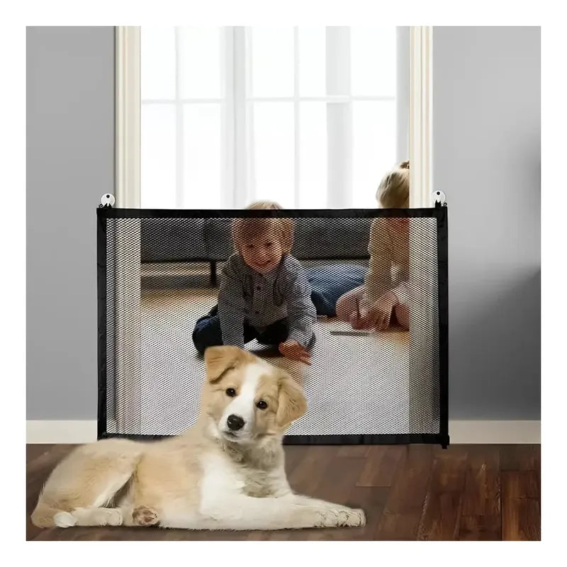 Puerta De Seguridad Plegable Magica Malla Para Mascotas Negro 619
