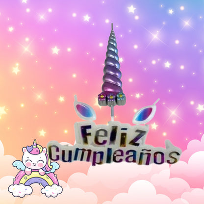 Set 4 Velas De Cumpleaños Adornos Para Tortas Unicornio
