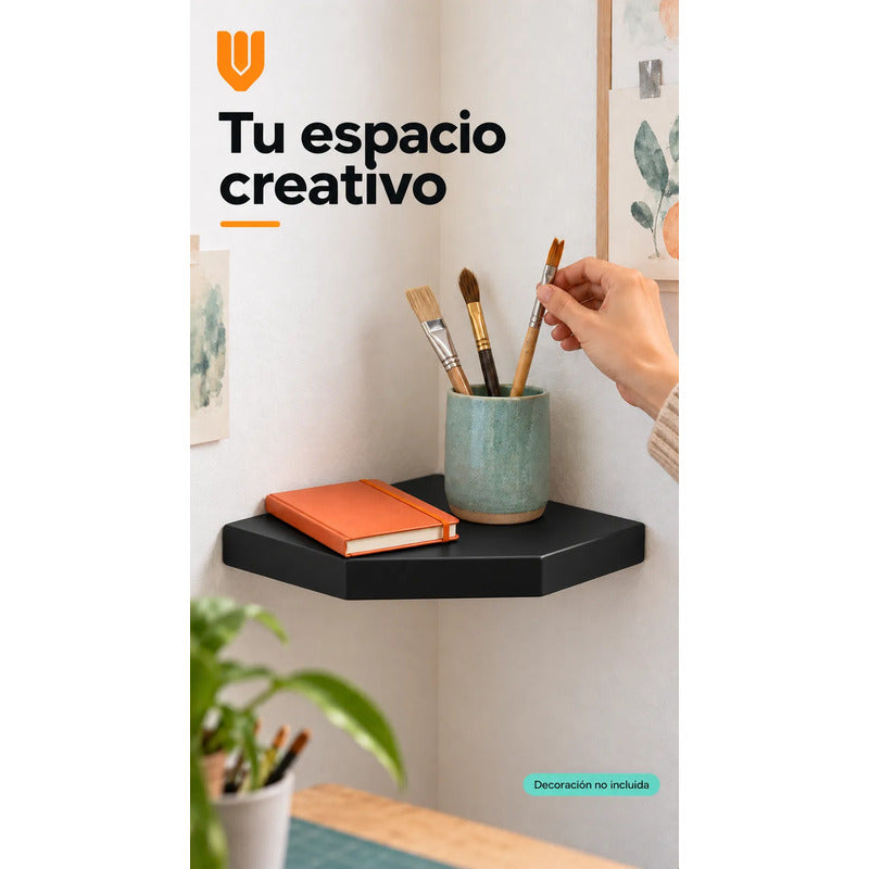 Repisa Esquinera Flotante Mdf Negro 25x25 Cm Vitrineon Cl Negro Repisa Esquinera Flotante Estante Mdf Marrón Decoración Rincón Pared Hogar Plantas Adornos Fotografías Living 25x25