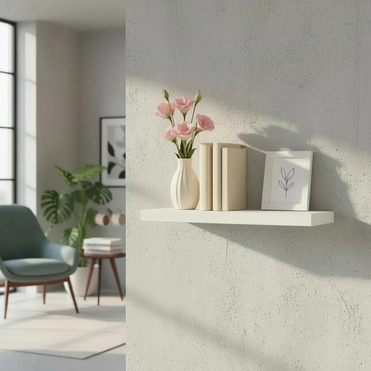 Repisa Flotante Mdf 50x15 Estante Pared Minimalista Hogar Madera Clara Escandinava Estilo Natural Decorativo Sala Cocina Organizador Mural Elegante