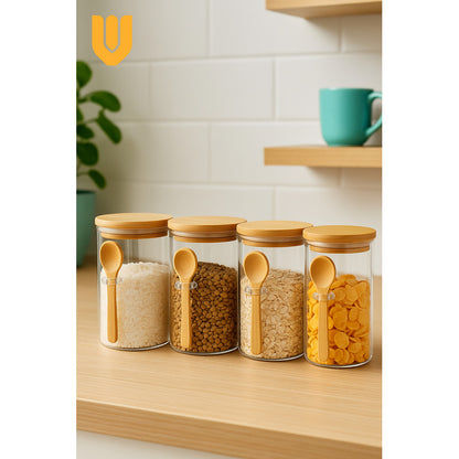 Recipiente Hermetico Bambu Frasco Contenedor Cuchara 500 Ml