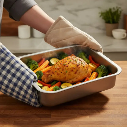 Bandeja Para Horno Bandeja Acero Inoxidable Multiuso 31x21cm Gris Claro