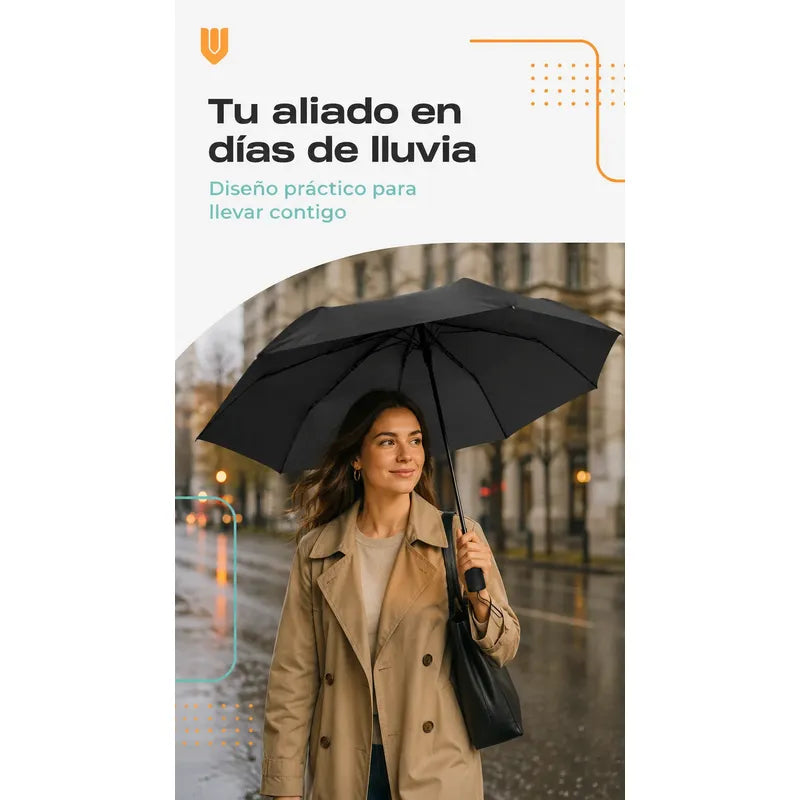 Paragua Parasol Lluvia Retractil Plegable 8 Varill Sombrilla