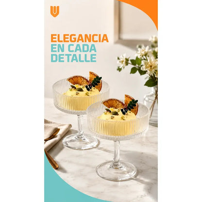 Set 2 Copas Helado Postres Copa De Vidrio Copas Postres Transparente