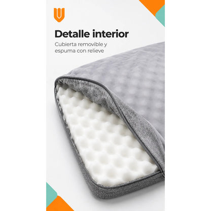 Cama Mascotas Perros Acolchada Resistente Lavable 90x72cm Color Gris