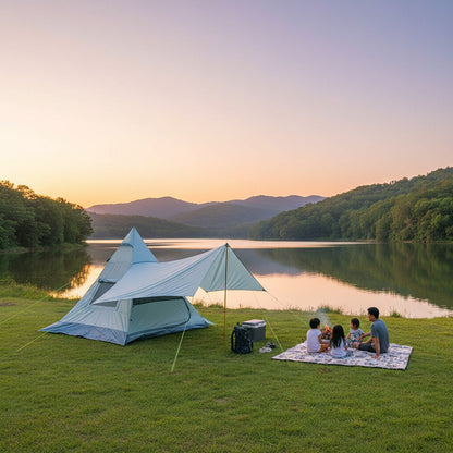 Carpa Camping 4 Personas Estructural Alta Resistencia Celeste