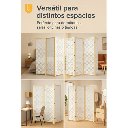Biombo Separador Ambientes Ratan Moderno 4 Puertas 180 Cm