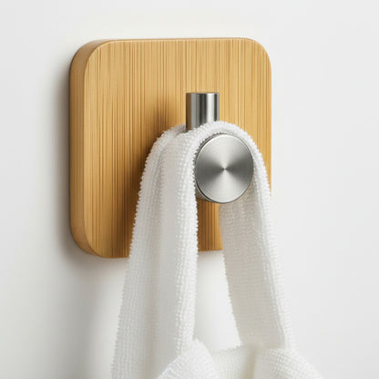 Colgador Perchero Pared Bambu Acero Inoxidable Adhesivo Bambú