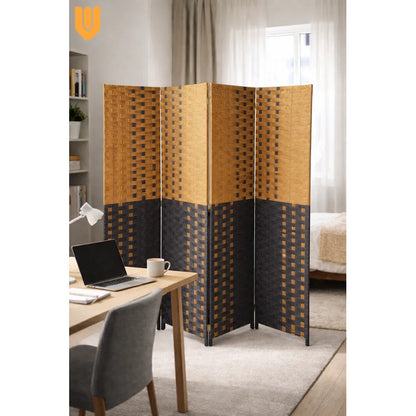 Biombo Separador Oficina Ambientes Divisor 4 Puertas 180 Cm Lisa Biombo Plegable Ratan Liso Uso Interior 4 Paneles Altura 180 Ancho 180 Decoracion Moderna Marron
