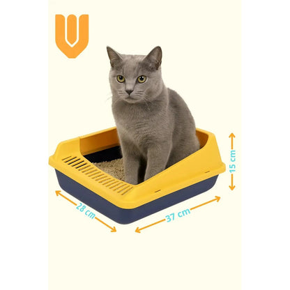 Arenero Vitrineon Compacto Liviano Uso Diario Limpieza Gris Amarillo/azul
