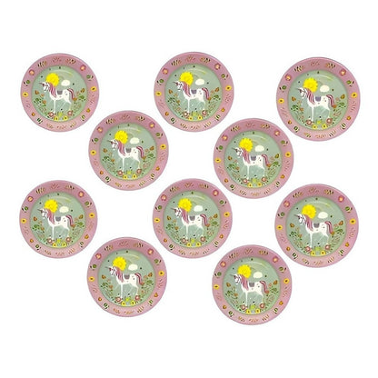 10 Platos Cumpleaños Platos Desechable Cumpleaños Unicornio