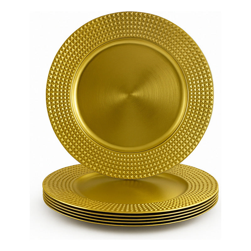 Plato Base Dorado 33cm Para Matrimonios Navidad Decoración Dorado