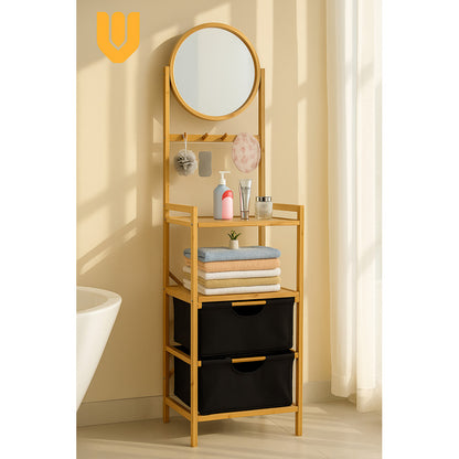 Organizador Ropa Accesorios Bambu Doble Canasto Multifuncion