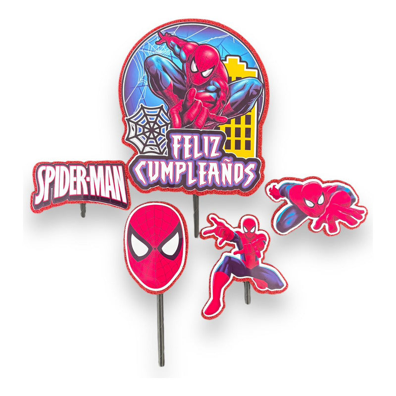 Topper Cumpleaños Torta Cotillon Cup Cake Fiestas Spiderman