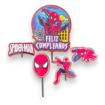 Topper Cumpleaños Torta Cotillon Cup Cake Fiestas Spiderman