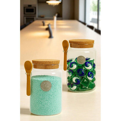 Contenedor Hermetico Para Jabon Detergente Frasco Vidrio Transparente