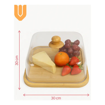 Base Cuadrada Bambu Tortas Cupcakes 30x30cm Exhibicion Pro Bambú