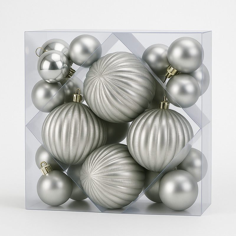 Decoración Árbol Navidad Set 28 Esferas Plástico 12.5 Cm