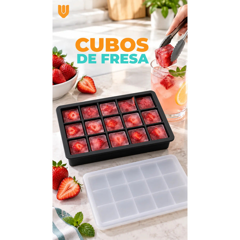 Hielera Tapa Cubeta Molde Hielo Silicona 15cubos Multicolor Cubetera Hielera Silicona Tapa Hielo Molde Reutilizable Lavable Congelador Bebidas Congelador Multicolor Cubetera Hielera Silicona...