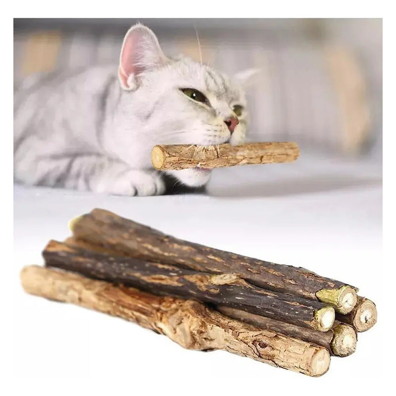 X5 Snack Para Gatos Palitos Hierba Gatera Juguete Yerba Gato Marrón