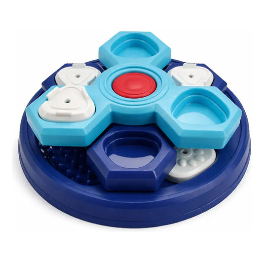 Dispensador Premio Plato Interactivo Perro Comedero Lento Enriquecimiento Sensorial Antiestres Canino Juego Cognitivo Estimulacion Mental Dinamica Alimentacion Controlada Azul