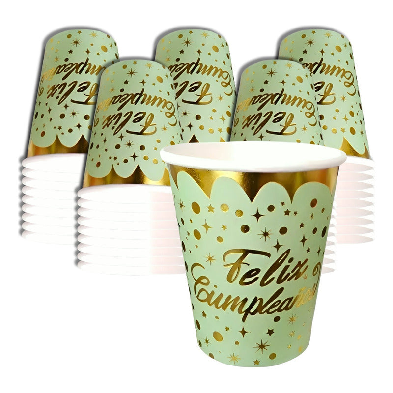 10 Vasos Desechables Cumpleaños Decoracion Feliz Cumpleaños