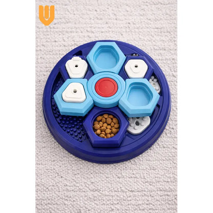 Dispensador Premio Plato Interactivo Perro Comedero Lento Enriquecimiento Sensorial Antiestres Canino Juego Cognitivo Estimulacion Mental Dinamica Alimentacion Controlada Azul