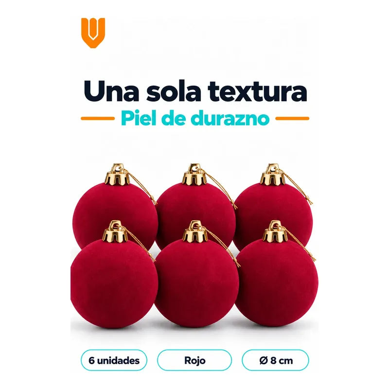 6 Esferas Navidad Adorno Piel Durazno Bolas Decorar 8cm Esferas Navidad Adorno Piel Durazno Bolas Decorar 8cm Vino Esferas... 8cm