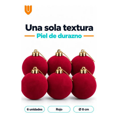 6 Esferas Navidad Adorno Piel Durazno Bolas Decorar 8cm Esferas Navidad Adorno Piel Durazno Bolas Decorar 8cm Vino Esferas... 8cm