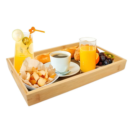 Bandejas De Bambu Bandeja Madera Para Desayuno Bambu 40x28cm