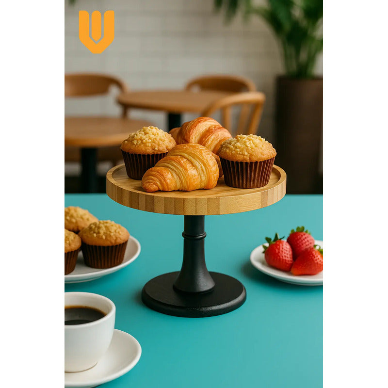 Soporte Torta Porta Cupcakes Base Reposteria Bambu 25,5 Cm Bambú