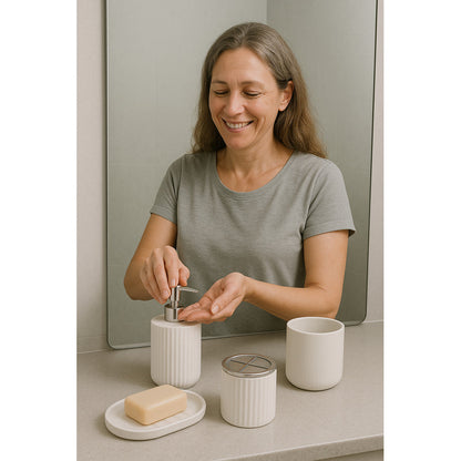 Set 5 Piezas Accesorios Decorativo Baños Juegos Baño Blanco