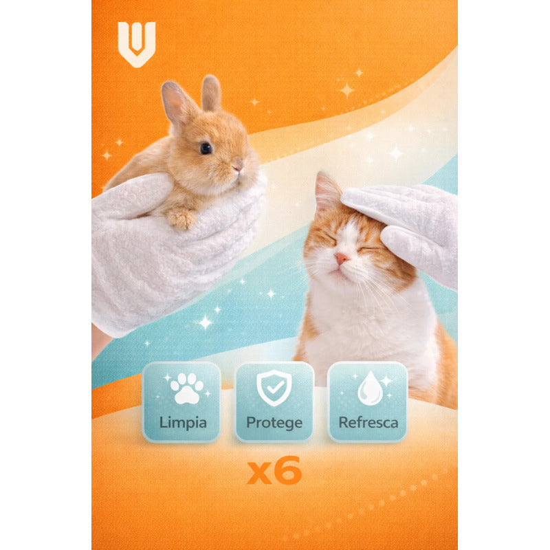 Toallas Desechables Humedas Guante Limpieza Mascota 6 Pieza Toallas Humedas Desechables Guante Limpieza Mascotas Higiene Rapida Suave Humectante Portatil Seis Unidades Cuidado